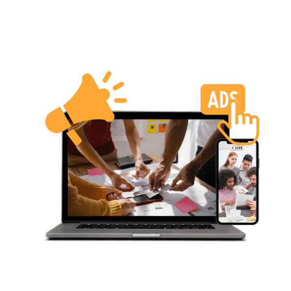 Two Mockups for Marketing Designs including Graphics with Orange Colors