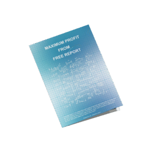 Maximum Profit from free Report eBooklet Mockup floating in mid air with mathematics overlay and a math formula as well as a disclaimer about ownership and Emporiant - Anto Markunovic