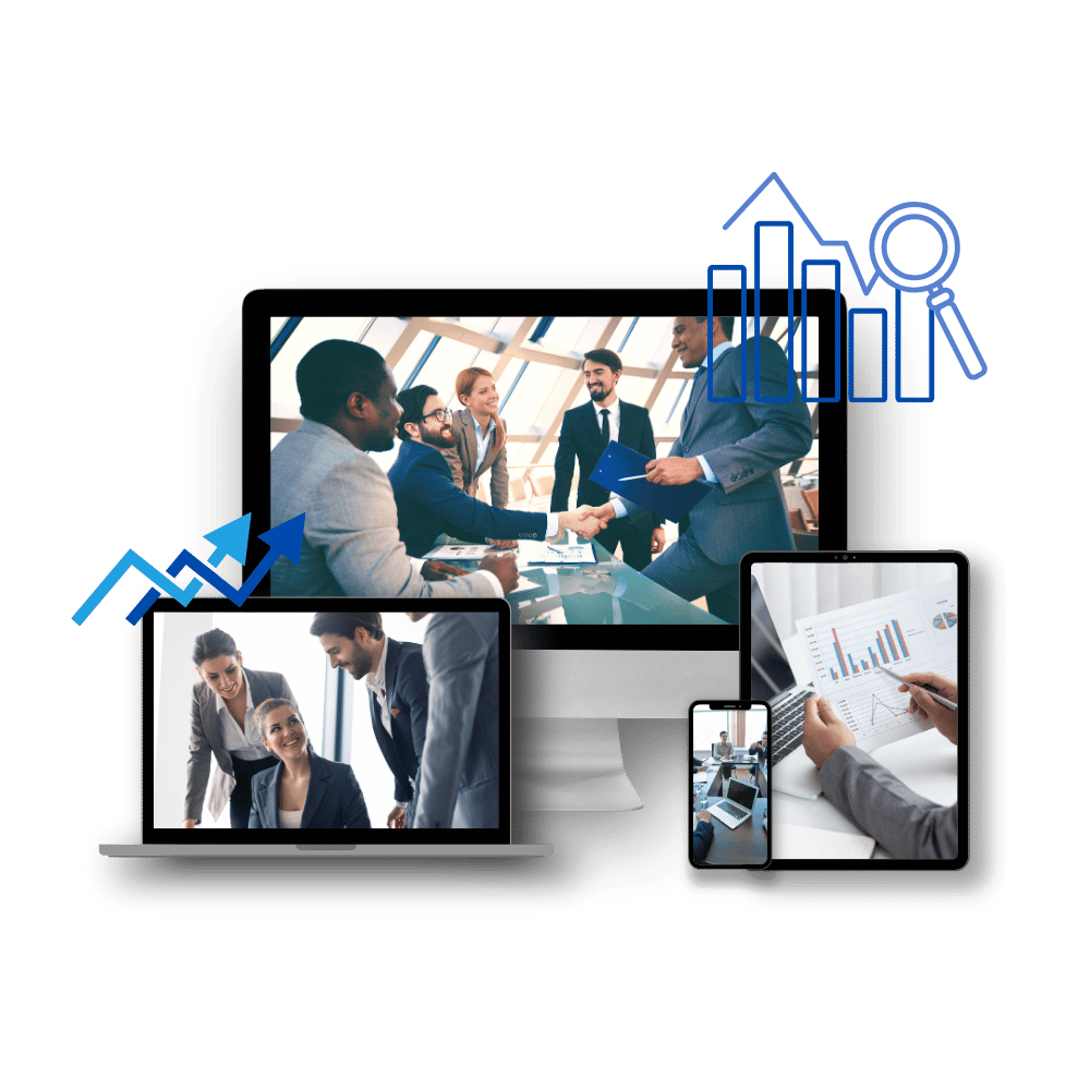 Various Devices Mockups with business graphics and photos