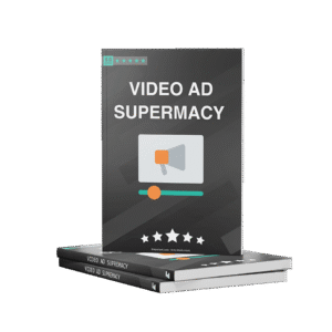 Video Ad Supremacy Book Mockup of 3 books with cover displaying a video icon and a megaphone